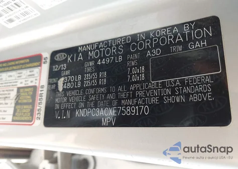 2014 Kia Sportage Ex из США, поврежденный, VIN KNDPC3ACXE7589170